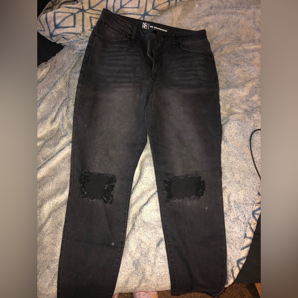 black ripped jeans